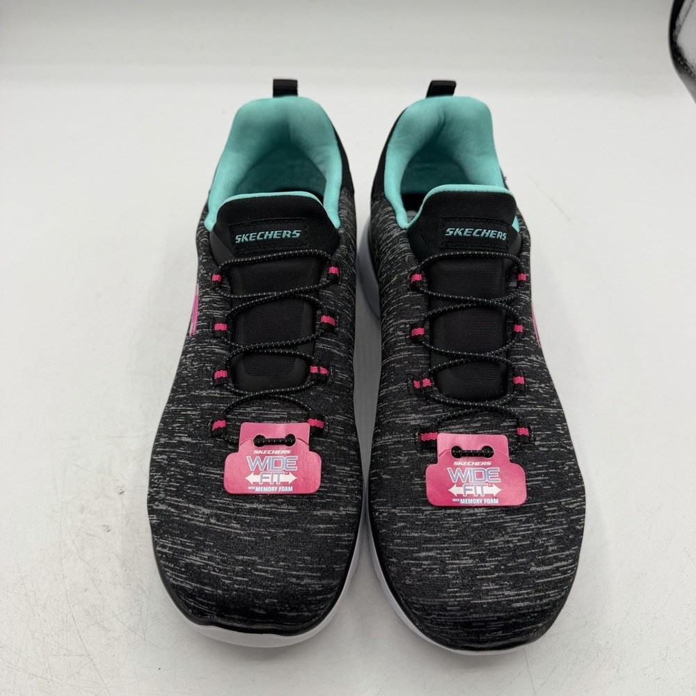 Skechers Quick Getaway Shoes Womens 7.5 W WIDE FIT Black Slip On Sneakers 12983W - Picture 4 of 10